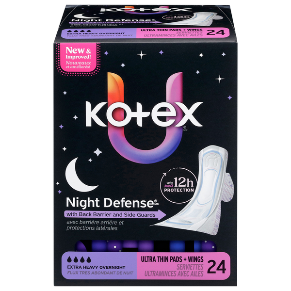 U by Kotex Ultra Thin Extra Heavy Overnight Pads + Wings  DestGlow