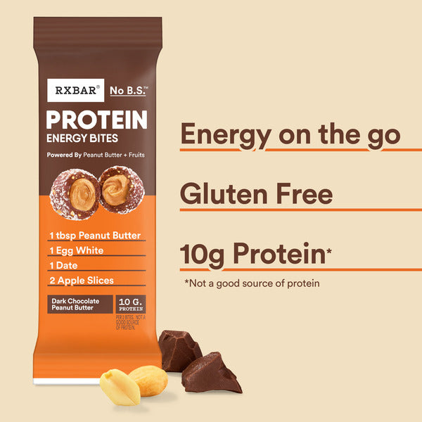 RXBAR Protein Energy Bites Dark Chocolate Peanut Butter Protein Balls, 10 Count  DestGlow