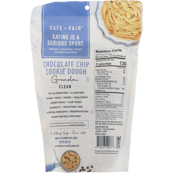The Safe + Fair Food Company Granola, Chocolate Chip Cookie Dough  DestGlow
