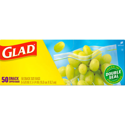 Glad Zipper Food Storage Plastic Bags, Snack