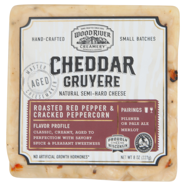 Wood River Creamery Cheese, Gruyere, Cheddar, Roasted Red Pepper &amp; Cracked Peppercorn  DestGlow