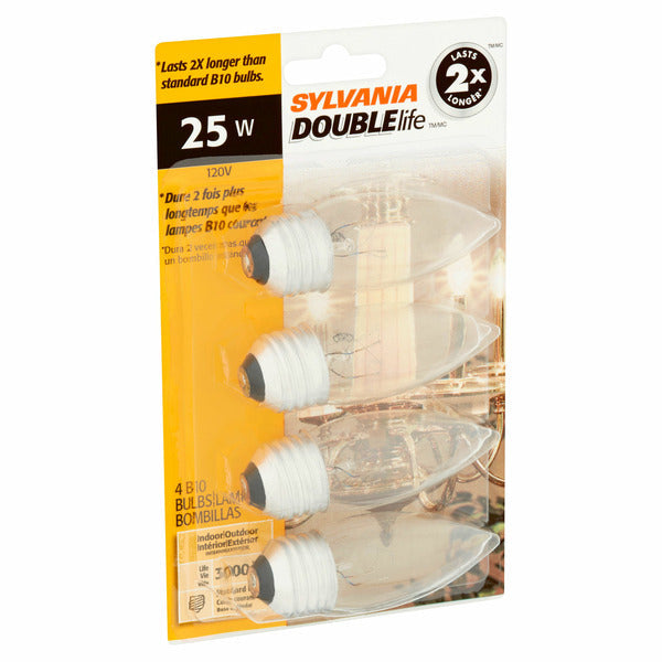 Sylvania Double Life 25w Standard Base B10 Bulbs  DestGlow