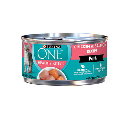 Purina ONE Grain Free, Natural Pate Wet Kitten Food, Healthy Kitten Chicken &amp; Salmon Recipe