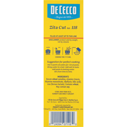 De Cecco Zita Cut, No. 118