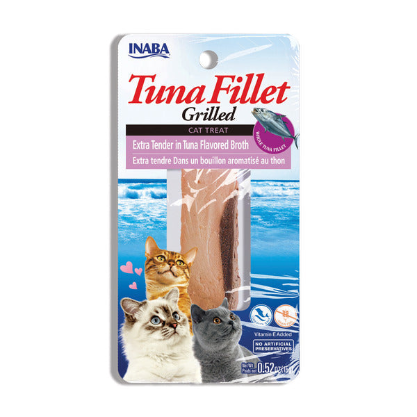 INABA Premium Hand-Cut Grilled Tuna Fillet Cat Treats with Vitamin E and Green Tea Extract, 0.52 Ounce Fillet, Extra Tender Tuna Broth  DestGlow