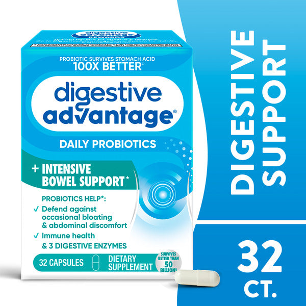 DIGESTIVE ADVANTAGE® Digestive Advantage Intensive Bowel Support - Probiotic that defends against gas &amp; bloating, 32 Capsules  DestGlow