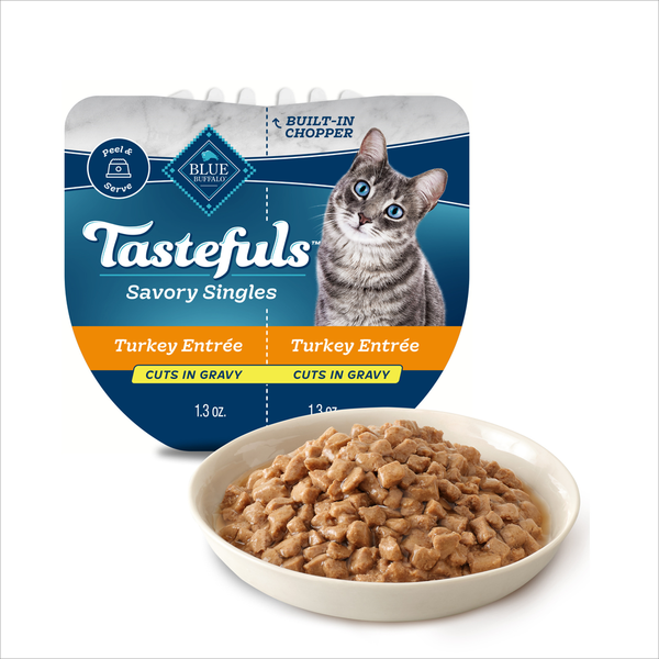 Blue Buffalo Tastefuls Savory Singles Wet Cat Food, Turkey, Twin Pack Cups  DestGlow