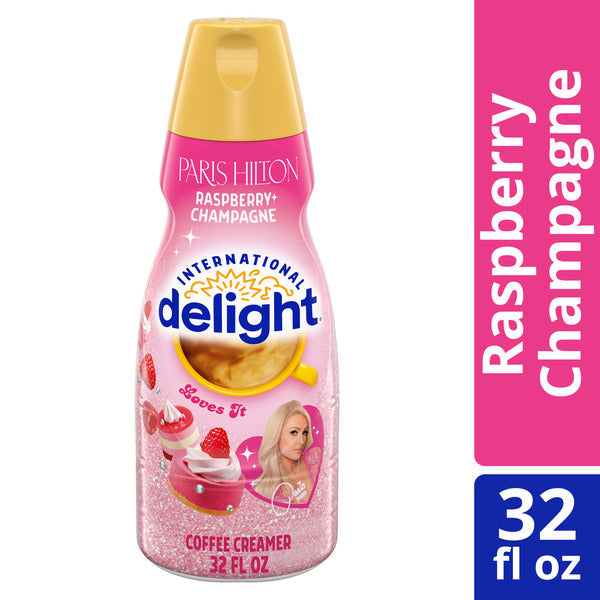International Delight Coffee Creamer, Paris Hilton Raspberry Champagne, Refrigerated Flavored Creamer, 32 fl oz Bottle  DestGlow