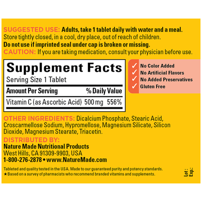 Nature Made Vitamin C 500 mg Tablets