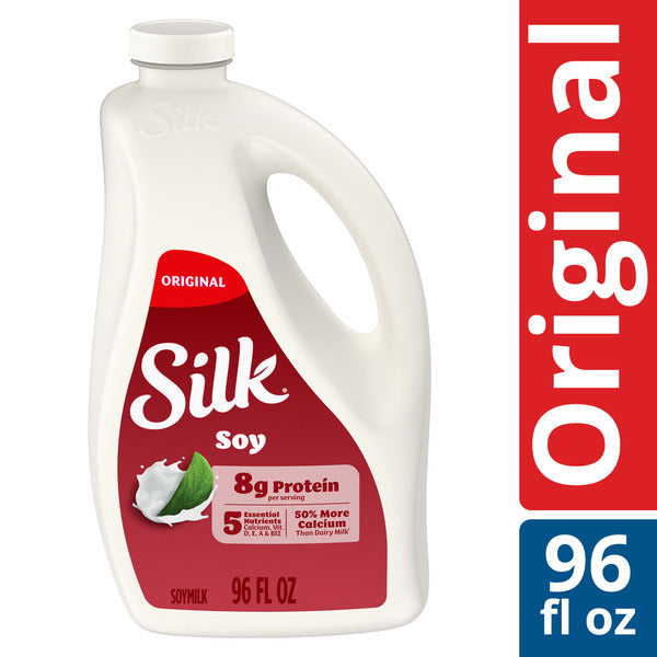 Silk Soy Milk, Original, Dairy Free, Gluten Free, Delicious Plant Based Milk with 5 Essential Nutrients, 96 fl oz Bottle  DestGlow