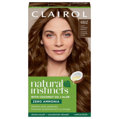 Clairol 6BZ Light Caramel Brown Zero Ammonia Vegan Hair Color with Coconut Oil + Aloe  DestGlow