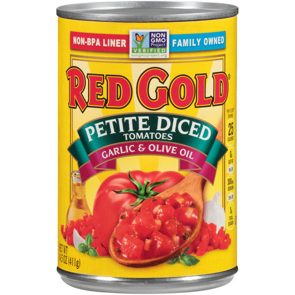 Red Gold Petite Diced Tomatoes Garlic &amp; Olive Oil  DestGlow