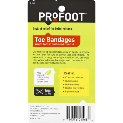 ProFoot Toe Bandages, with Aloe, One Size