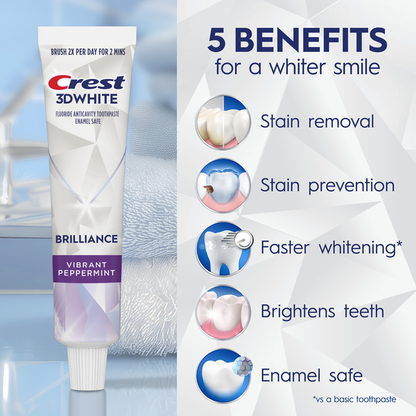 Crest 3D White Brilliance Vibrant Peppermint Teeth Whitening Toothpaste