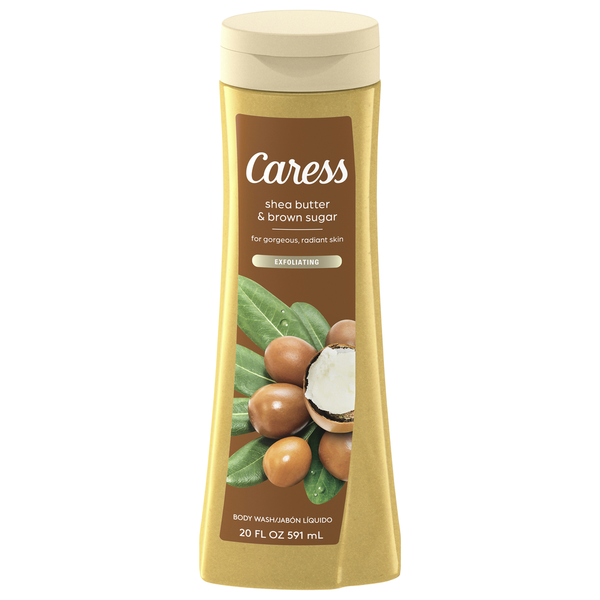 Caress Body Wash, Shea Butter &amp; Brown Sugar, Exfoliating  DestGlow
