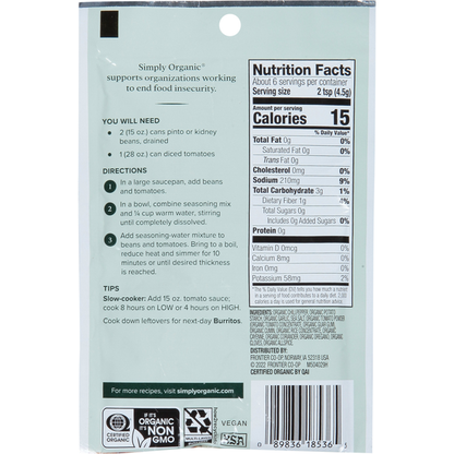 Simply Organic Seasoning Mix, Vegetarian Chili