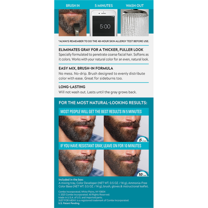 Just For Men Easy Brush-In Color, Mustache &amp; Beard Color, Jet Black M-60