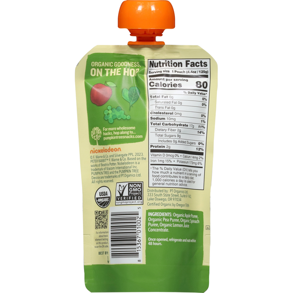 Pumpkin Tree Fruit &amp; Vegetable Puree, Organic, Apple, Pea &amp; Spinach  DestGlow