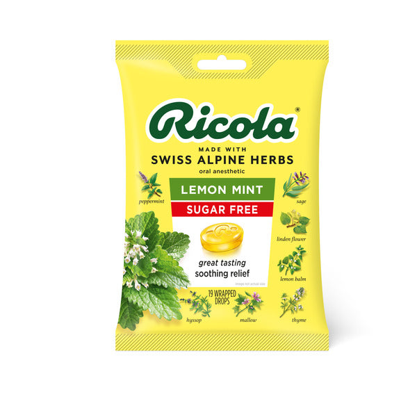 Ricola Sugar Free, Lemon Mint, Throat Drops  DestGlow