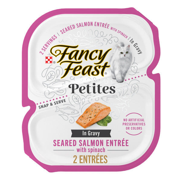 Purina Fancy Feast Petites Seared Salmon Entree With Spinach in Gravy Gourmet Wet Cat Food