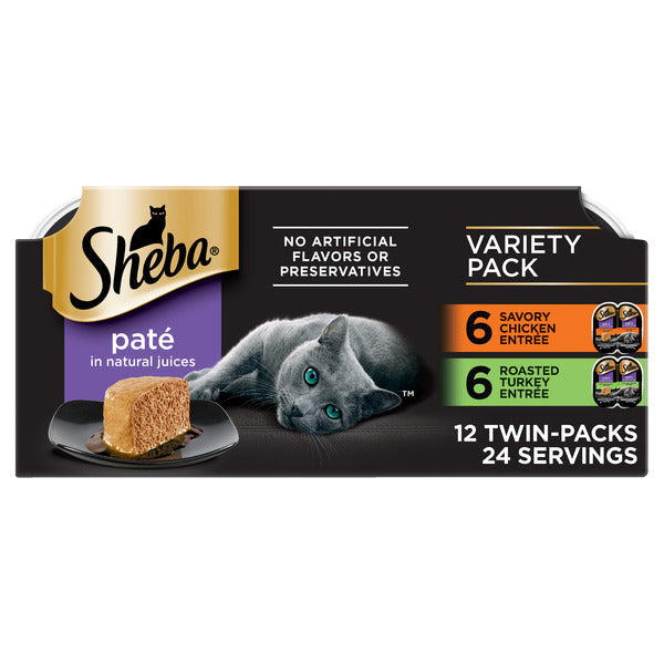 SHEBA PERFECT PORTIONS Perfect Portions Wet Cat Food Pate Variety Pack, Twin-Pack Trays