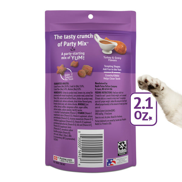 Purina Friskies Cat Treats, Party Mix Gravy-licious Crunch Turkey and Gravy Flavors  DestGlow