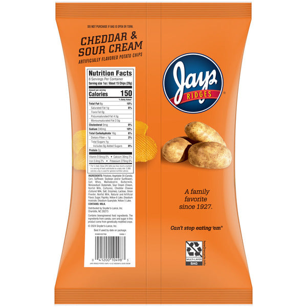 Jays Ridges Cheddar &amp; Sour Cream Flavored Potato Chips  DestGlow