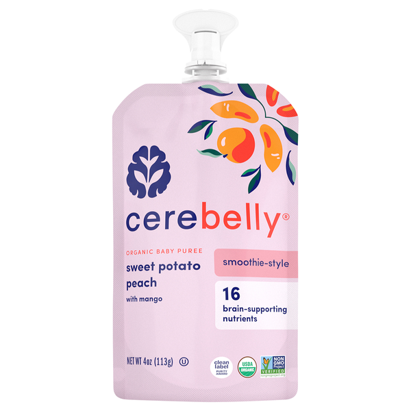 Cerebelly Baby Puree, Organic, Sweet Potato Peach, with Mango, Smoothie-Style  DestGlow