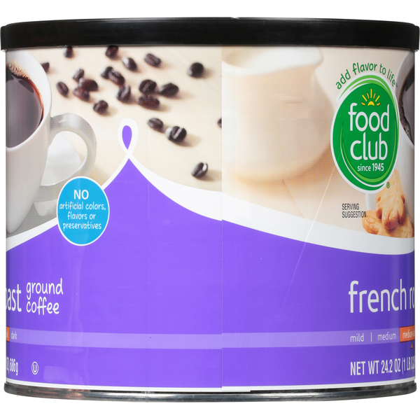 Food Club Coffee, Ground, Medium-Dark, French Roast