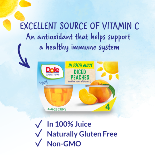 Dole Diced Peaches, in 100% Fruit Juice with Natural Flavors, Yellow Cling  DestGlow