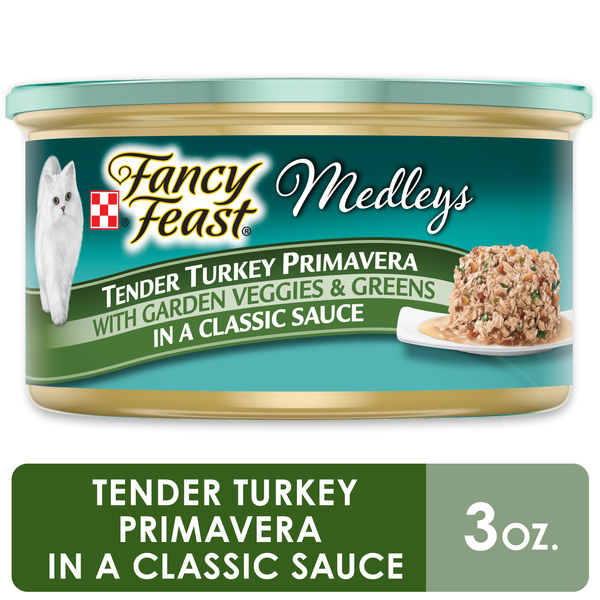 Purina Fancy Feast Wet Cat Food, Medleys Tender Turkey Primavera With Veggies &amp; Greens in Sauce  DestGlow