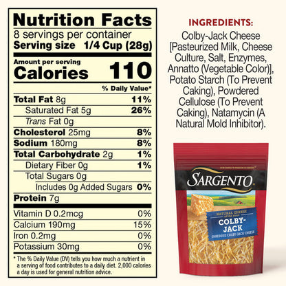 Sargento Natural Colby-Jack Shredded Cheese, Fine Cut