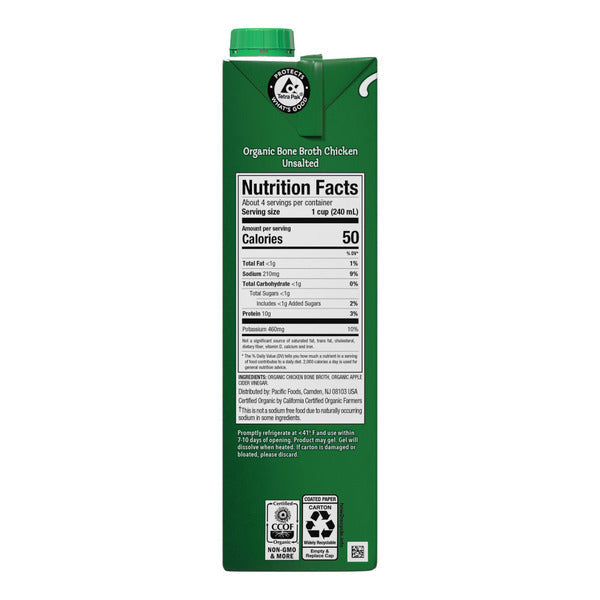 Pacific Foods Organic Unsalted Chicken Bone Broth  DestGlow