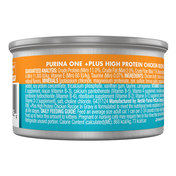 Purina ONE Natural High Protein Cat Food, Chicken Recipe in Wet Cat Food Gravy