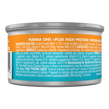 Purina ONE Natural High Protein Cat Food, Chicken Recipe in Wet Cat Food Gravy