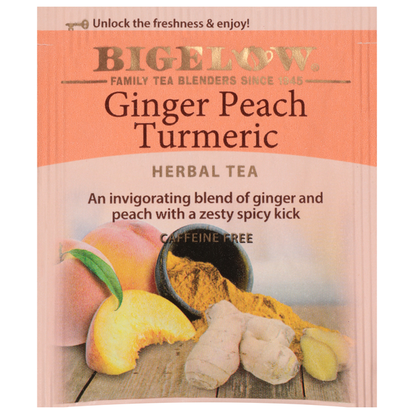 Bigelow Ginger Peach Turmeric Herbal Tea,Tea Bags  DestGlow
