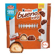 Kinder Bueno Mini, Milk Chocolate and Hazelnut Cream, Individually Wrapped Chocolate Bars, Share Size, 5.7 oz  DestGlow