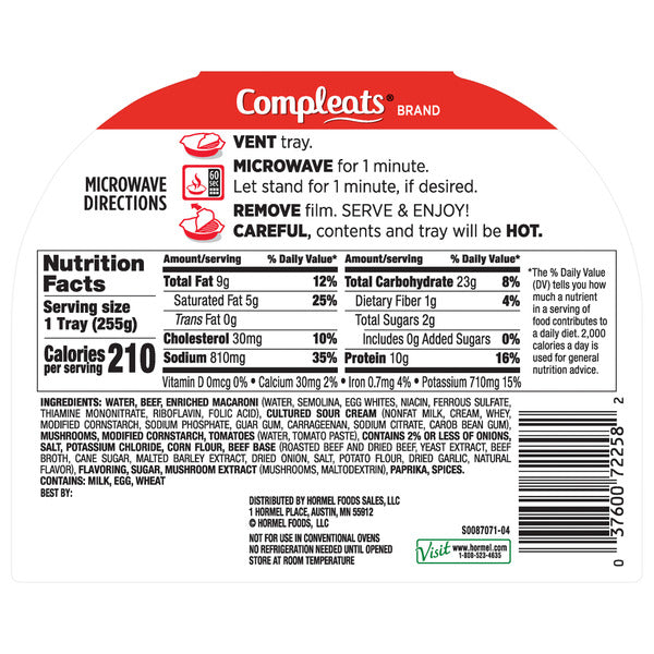 Hormel COMPLEATS Stroganoff, 9 OZ  DestGlow