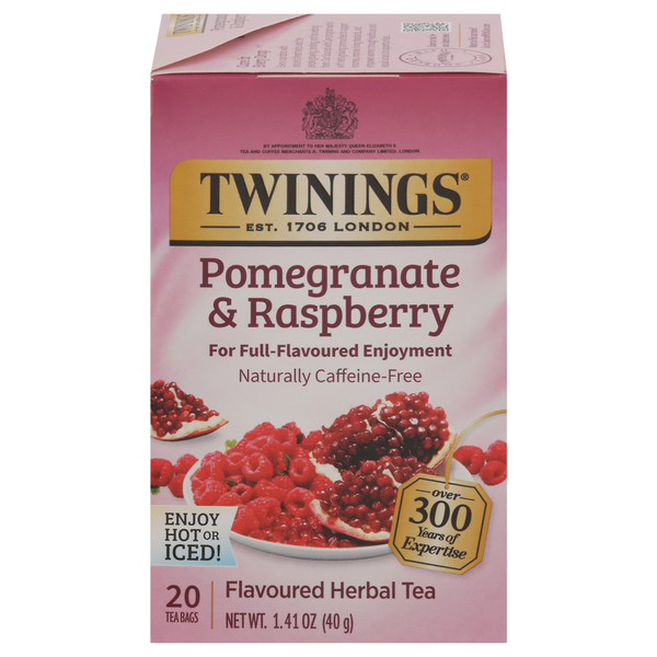 Twinings Herbal Tea, Flavoured, Pomegranate &amp; Raspberry, Tea Bags  DestGlow