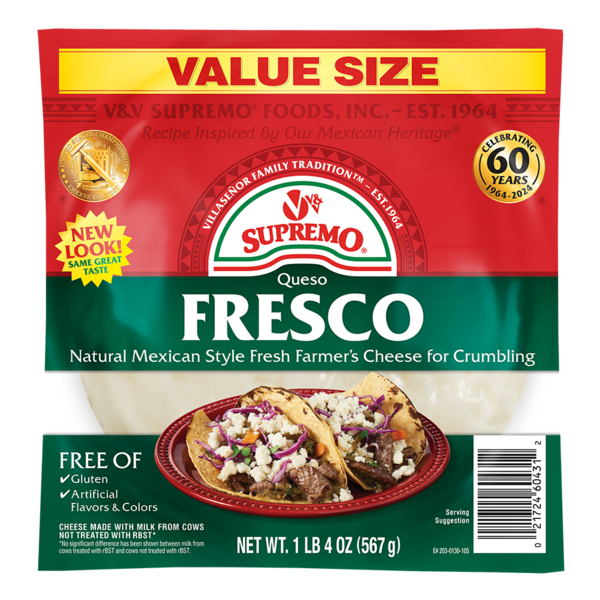 V&amp;V Supremo Queso Fresco Cheese Chunk, Mexican Style, Fresh Farmer&