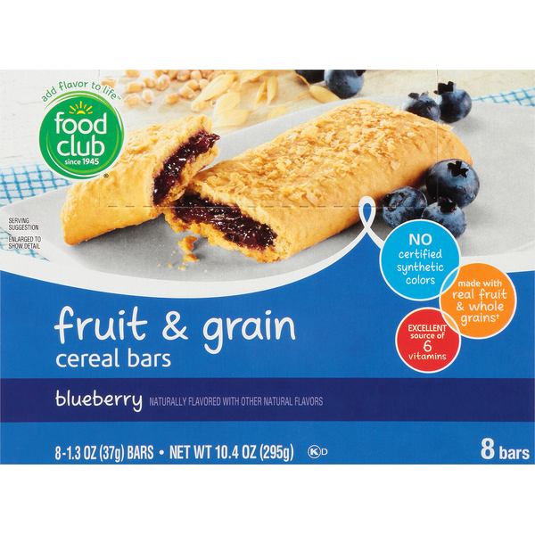 Food Club Cereal Bars, Fruit &amp; Grain, Blueberry