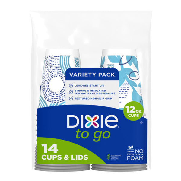 Dixie Paper Coffee Cups &amp; Lids, 12oz Disposable Hot Cups (Variety Pack)  DestGlow