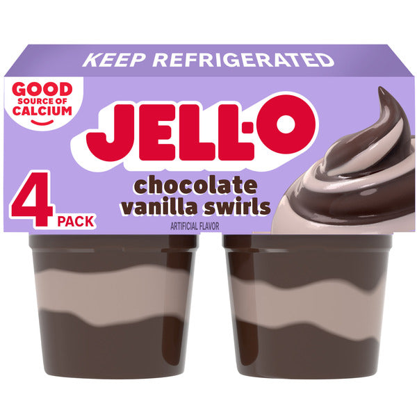 Jell-O Original Chocolate Vanilla Swirls Refrigerated Pudding Cup Snacks  DestGlow