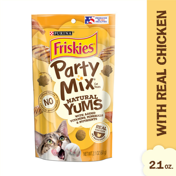 Purina Friskies Natural Cat Treats, Party Mix Natural Yums With Real Chicken &amp; Vitamins, Minerals &amp; Nutrients  DestGlow