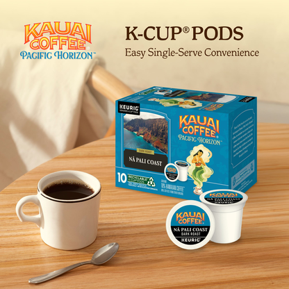 Kauai Coffee K-Cup Pods Ground 10% Hawaiian Dark Roast Na Pali Coast Coffee