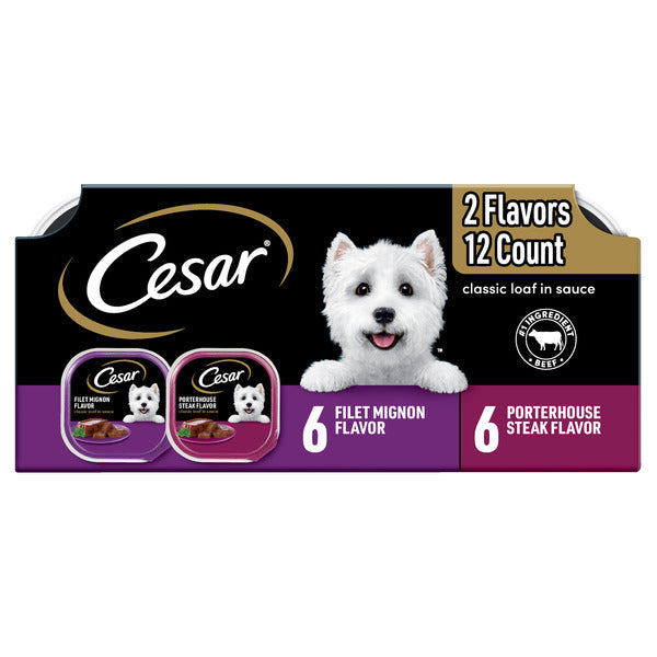 Cesar Filet Mignon Flavor &amp; Porterhouse Steak Classic Loaf in Sauce Variety Pack  DestGlow