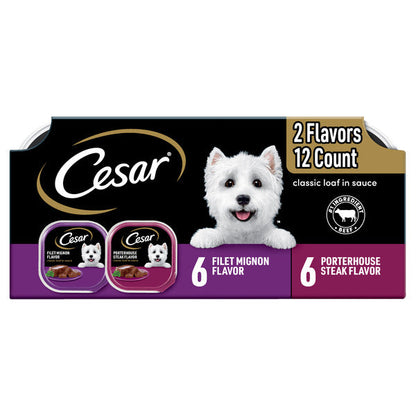 Cesar Filet Mignon Flavor &amp; Porterhouse Steak Classic Loaf in Sauce Variety Pack