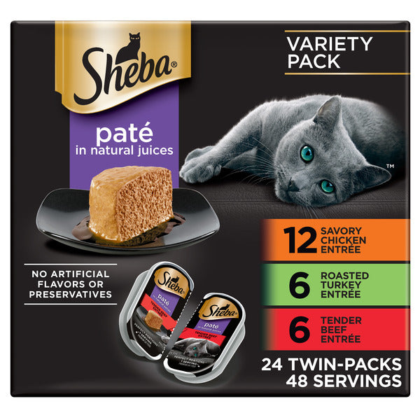 SHEBA PERFECT PORTIONS Perfect Portions Wet Cat Food Pate Variety Pack, 2.6 oz. Twin-Pack Trays (24 Count)