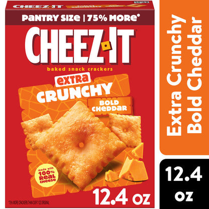 Cheez-It Extra Crunchy Bold Cheddar Cheese Crackers, Baked Snack Crackers, 12.4 oz