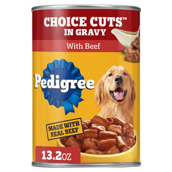 Pedigree Choice Cuts In Gravy Adult Canned Soft Wet Dog Food With Beef, 13.2 oz. Can